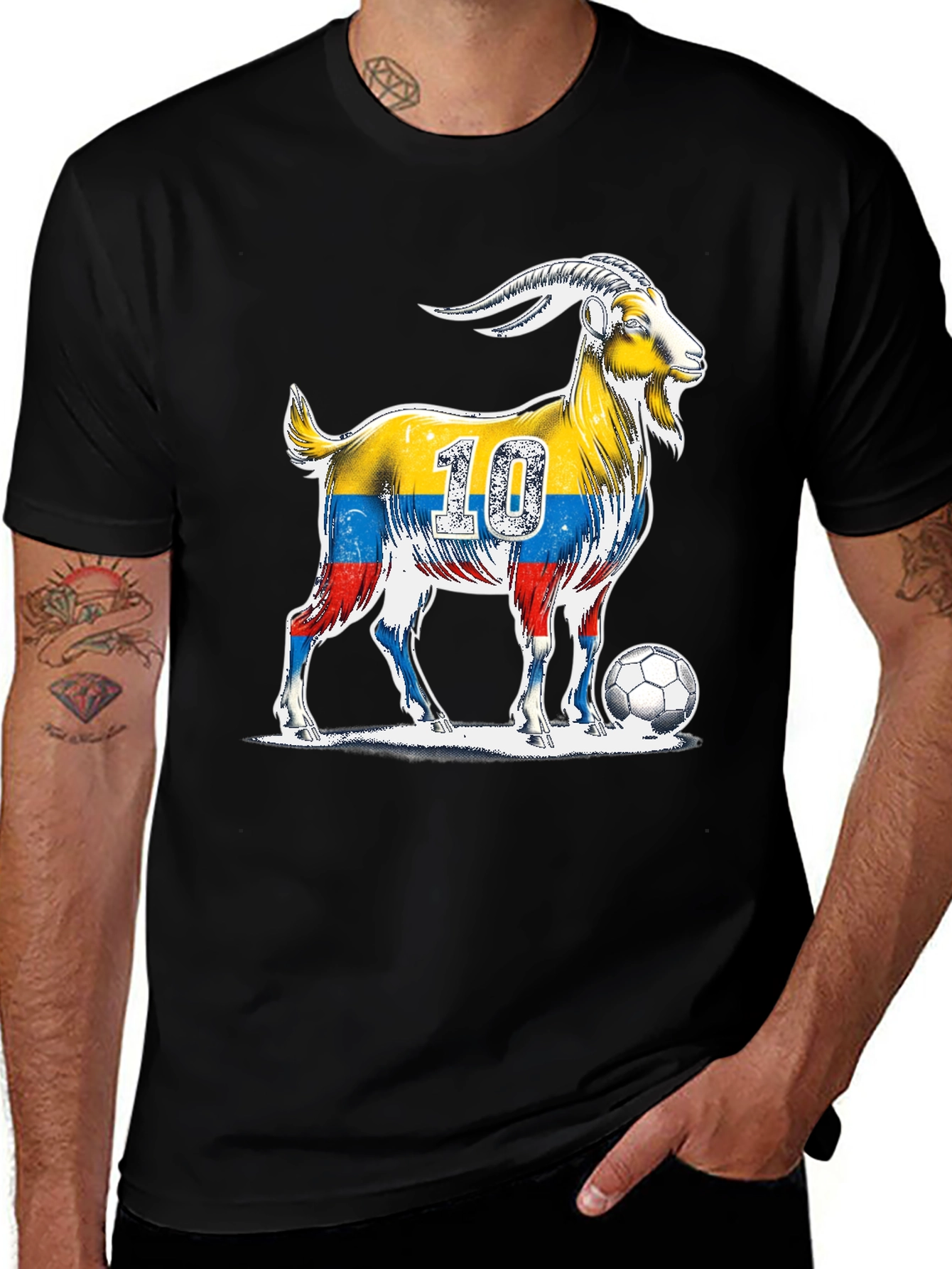 Variant 21 of Colombia Soccer Goat T-Shirt Number 10