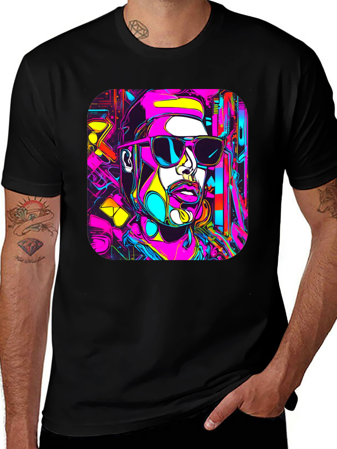 Neon Pop Art Graphic T-Shirt - Bold Style