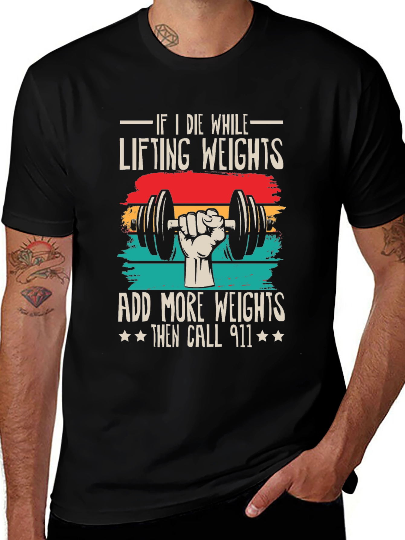Variant 22 of Weightlifting T-Shirt - If I Die Lifting Weights