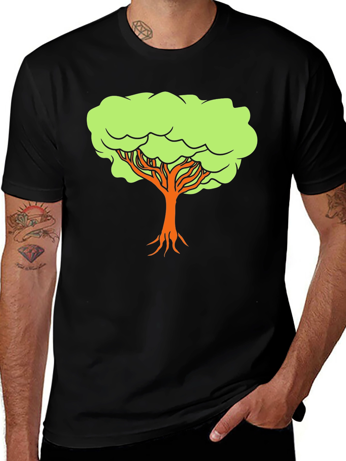Variant 28 of Tree Graphic Black T-Shirt - Nature Inspired Design