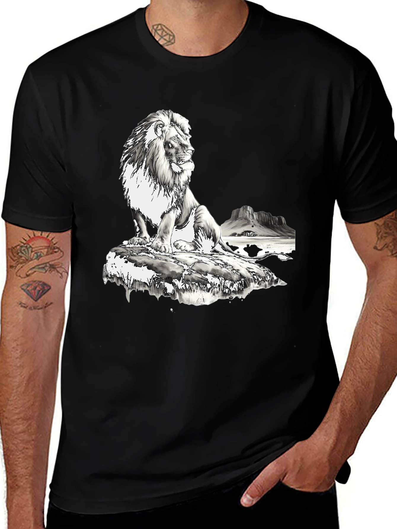 Variant 5 of Lion Graphic Print T-Shirt - Black
