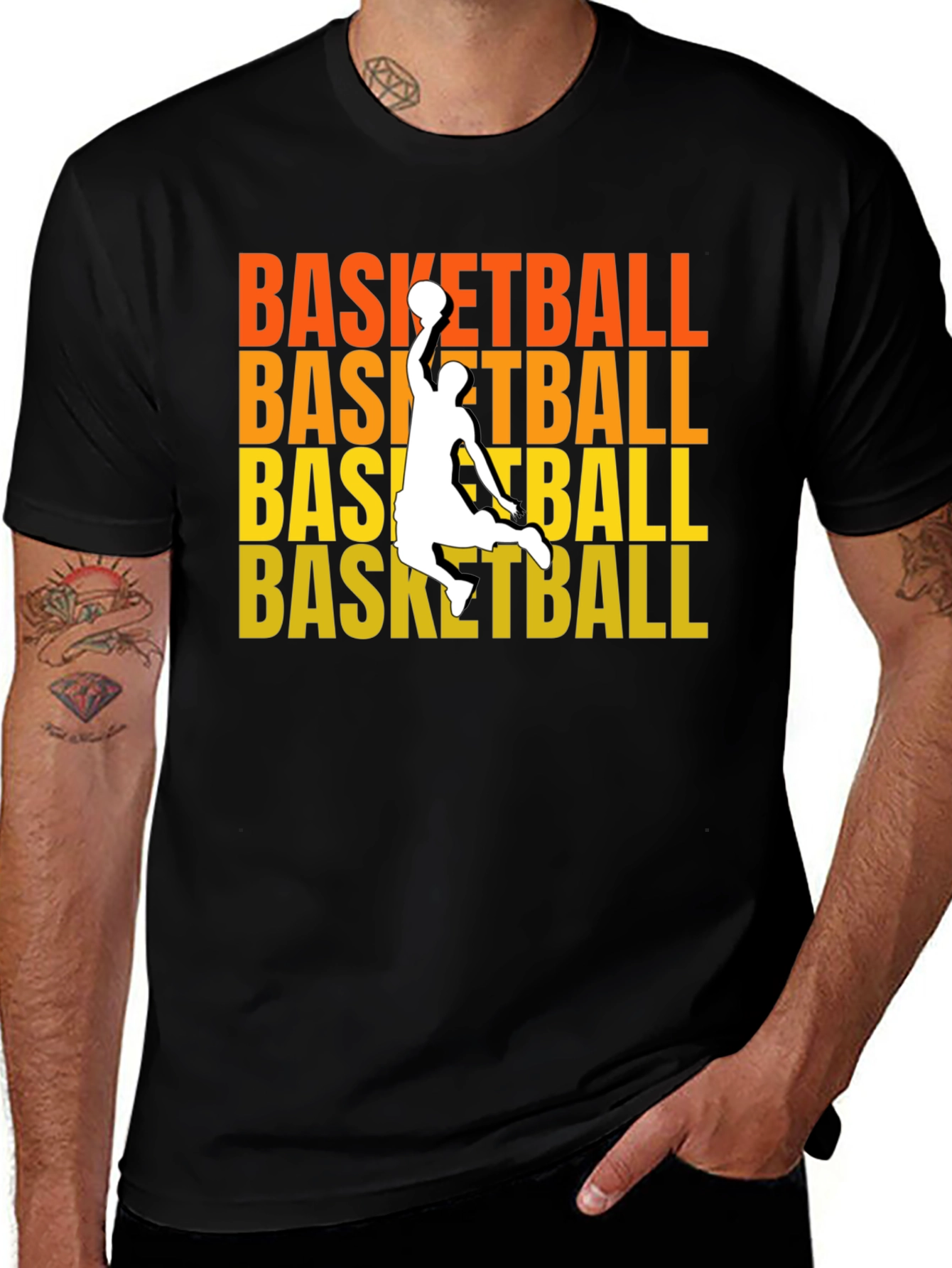 Variant 13 of Basketball Player Graphic Black T-Shirt