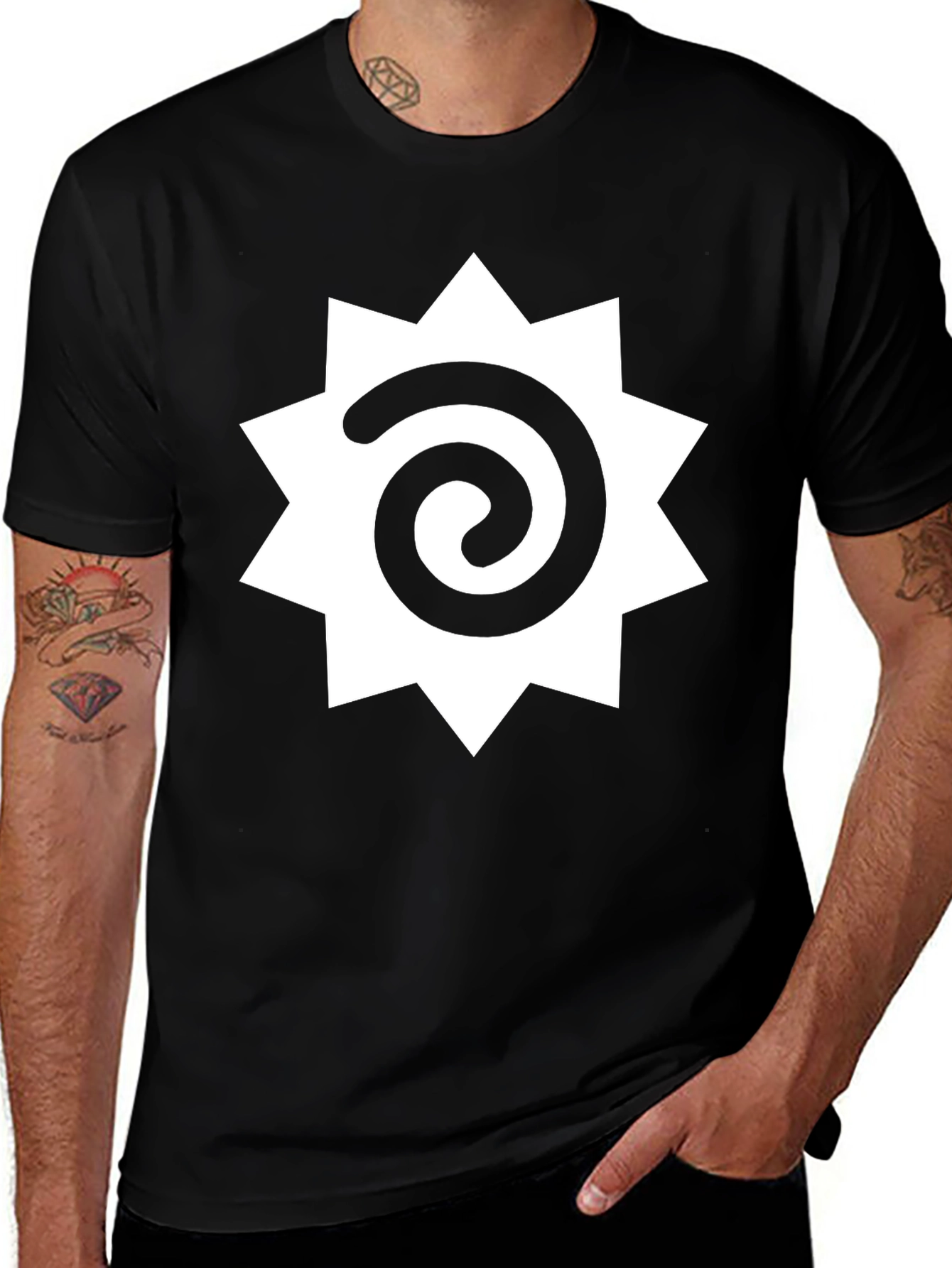 Variant 9 of Spiral Starburst Graphic Black T-Shirt