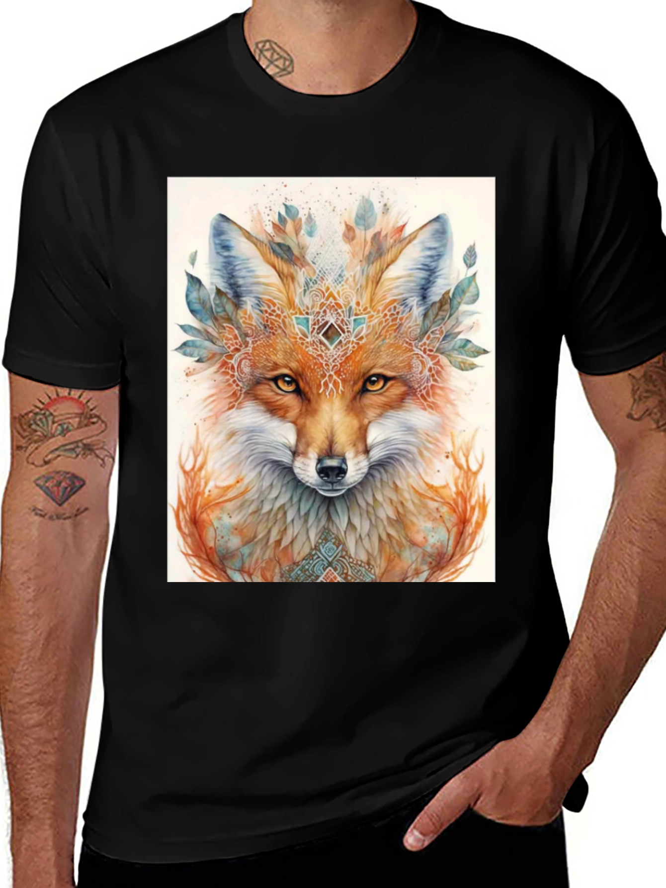 Variant 24 of Mystic Fox Graphic Tee - Unisex Black T-Shirt