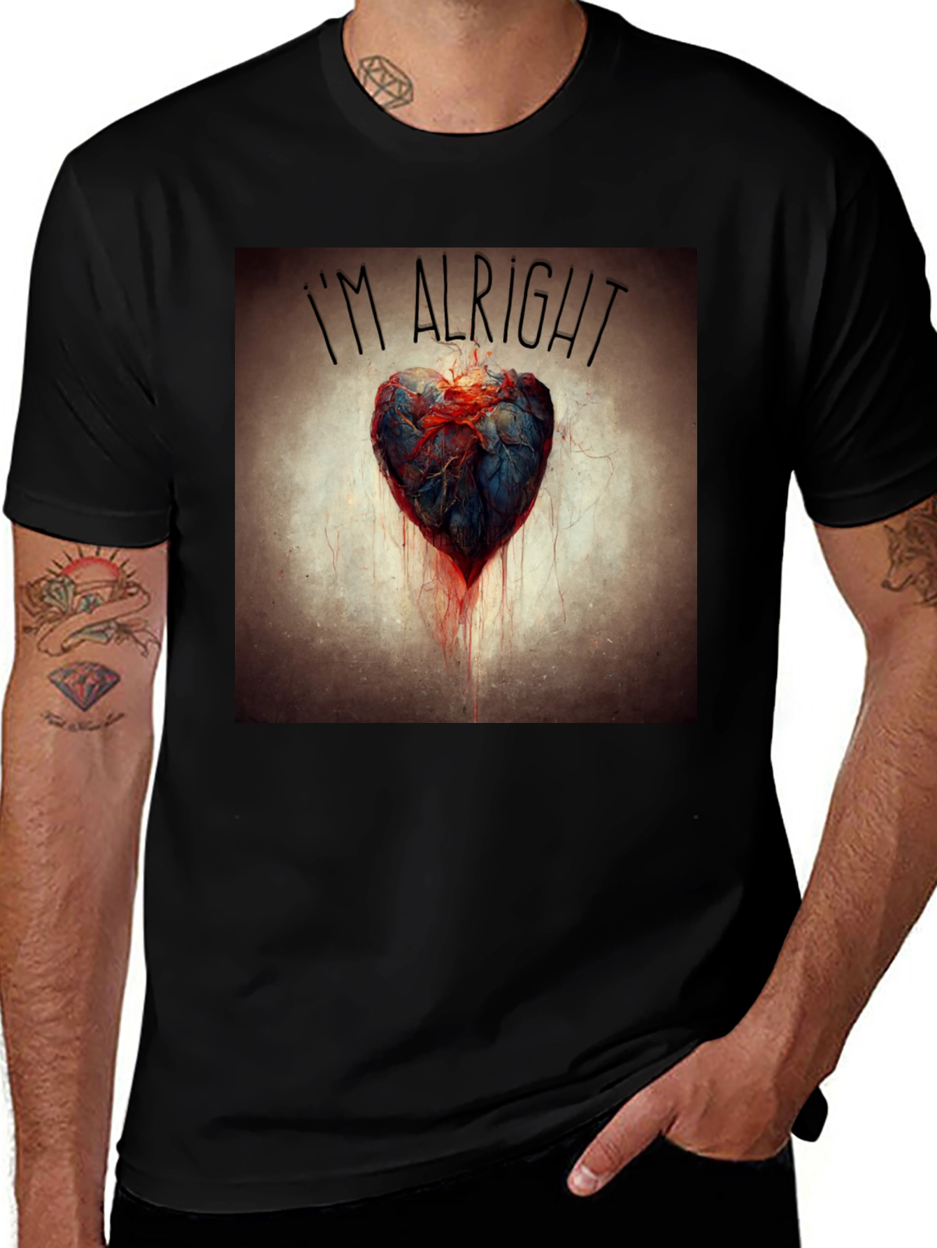 Variant 7 of I'm Alright Bleeding Heart T-Shirt - Dark Humor Graphic Tee