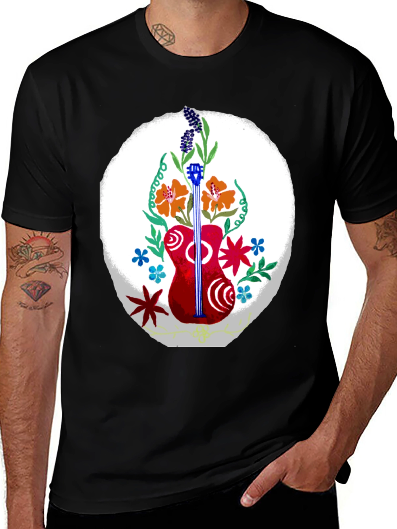 Variant 30 of Floral Guitar T-Shirt - Unique Graphic Tee