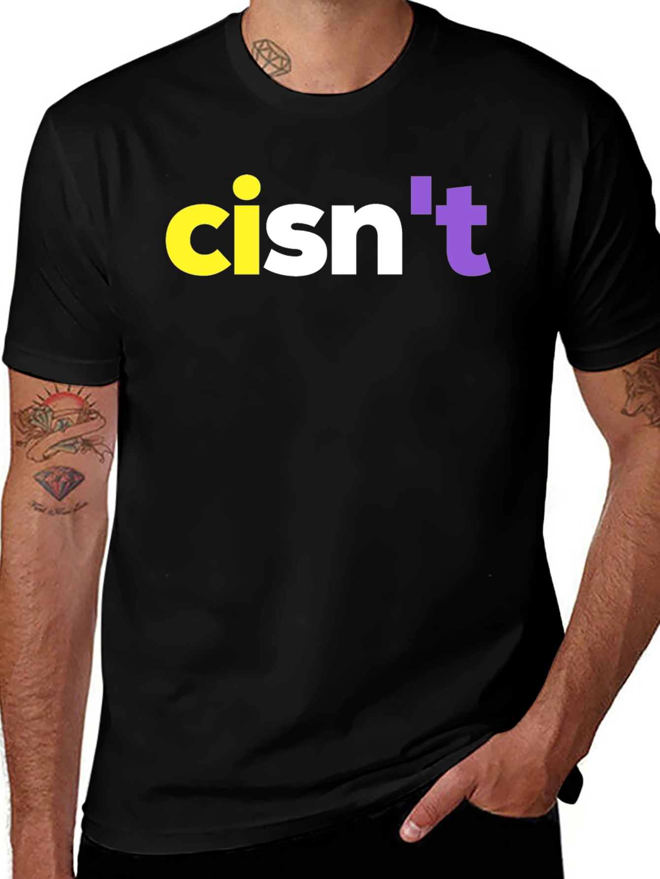 Variant 11 of Cisn't T-Shirt - Black Crew Neck Tee