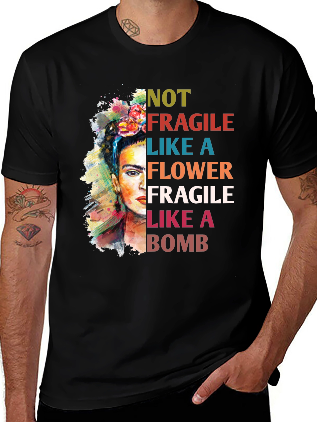 Frida Kahlo T-Shirt - Not Fragile Like a Flower, Like a Bomb Tee