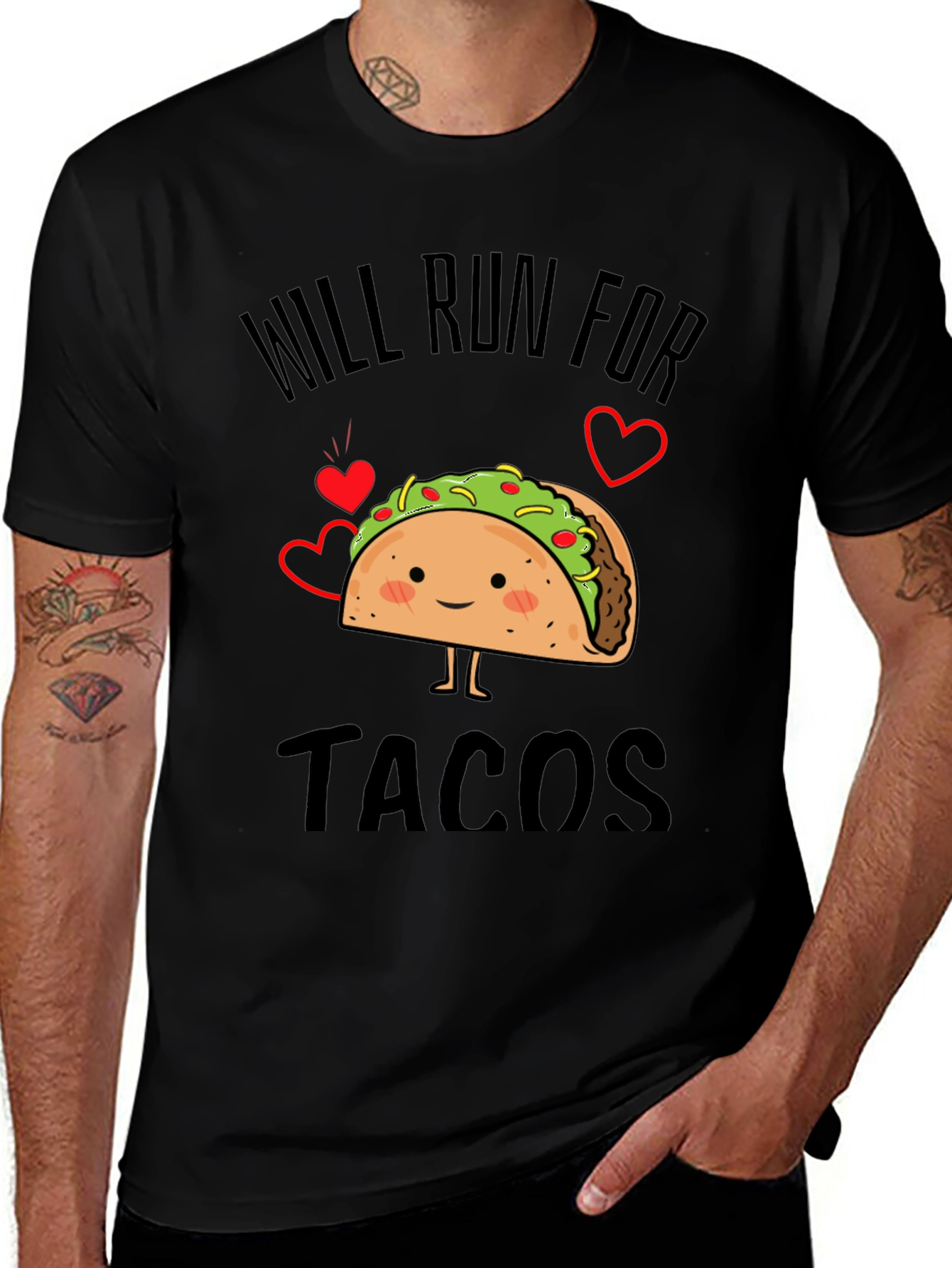 Variant 29 of Will Run for Tacos Funny Graphic Tee Shirt