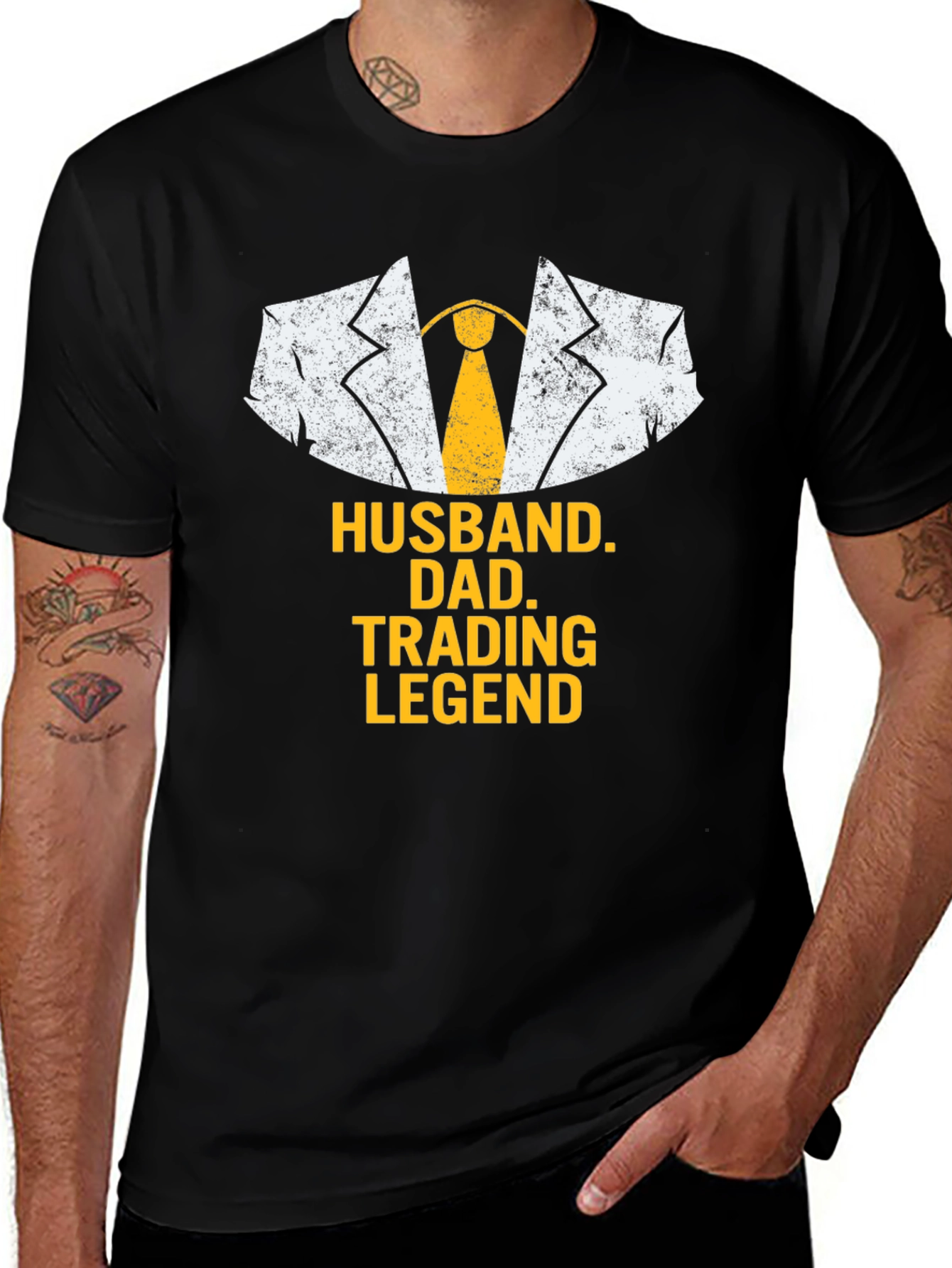 Variant 15 of Husband Dad Trading Legend Black T-Shirt