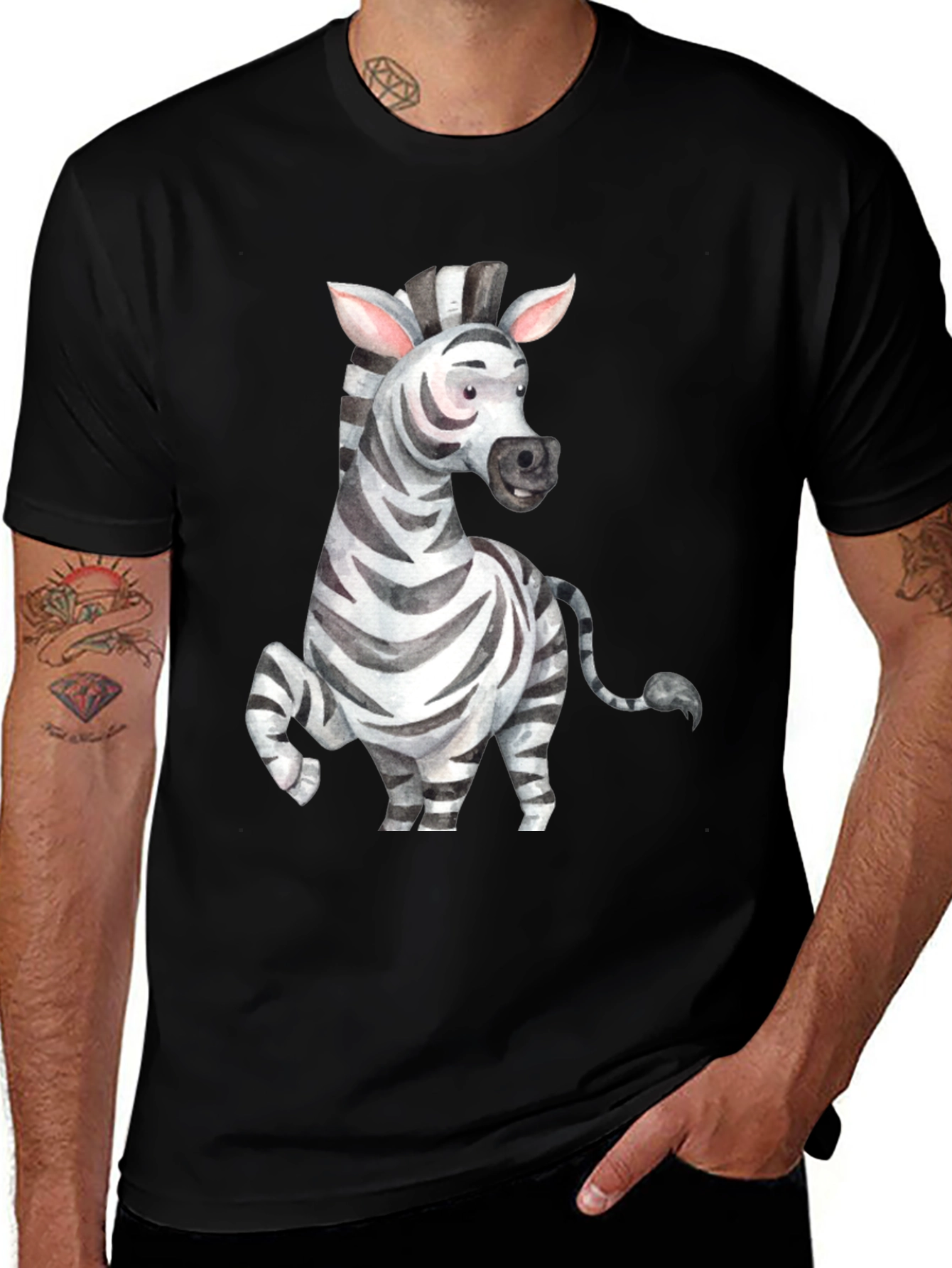 Variant 23 of Zebra Graphic Tee - Men's Black T-Shirt