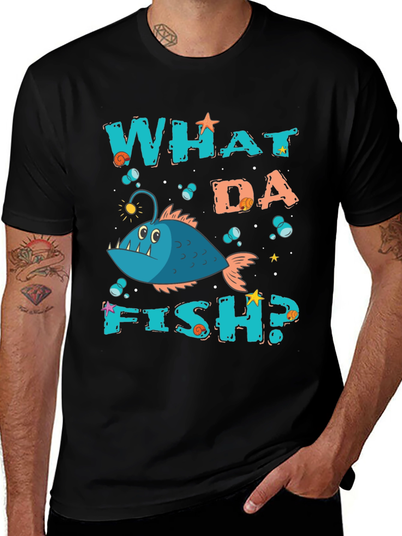 Variant 2 of Funny "What Da Fish?" Graphic Tee