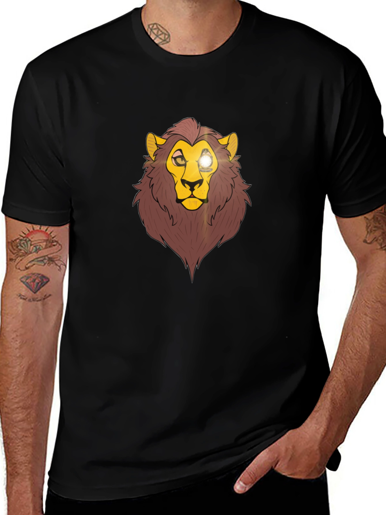 Lion Head Graphic Black Tee