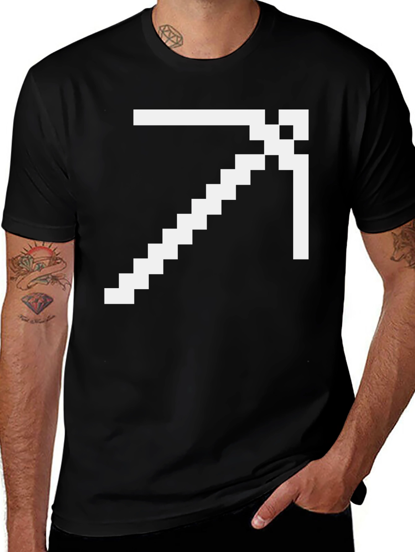 Variant 30 of Pixel Pickaxe Graphic Tee - Black Cotton T-Shirt