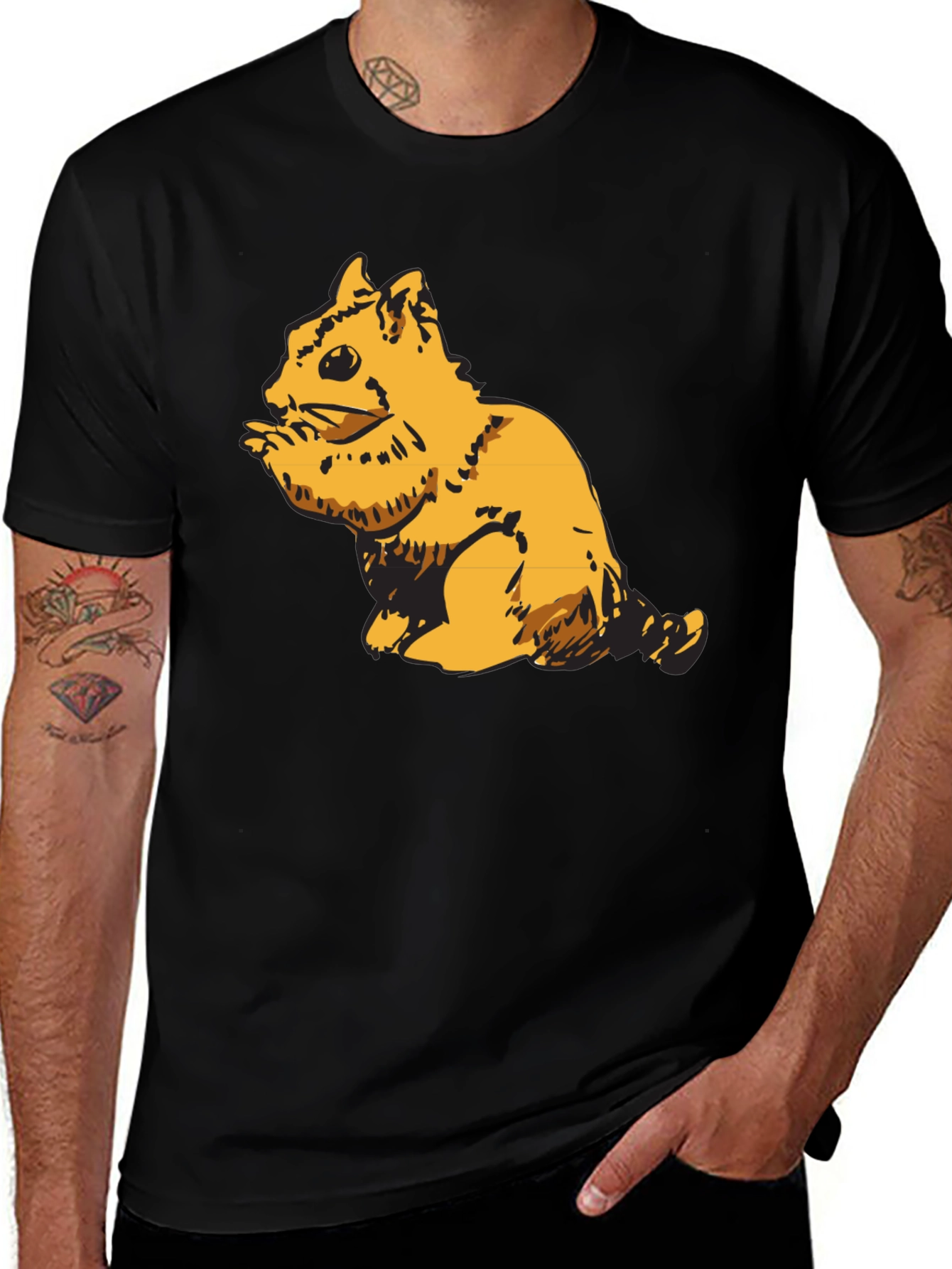 Variant 29 of Squirrel Graphic Black T-Shirt for Men