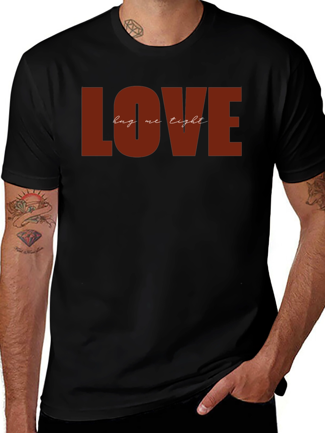 Variant 5 of LOVE Hug Me Tight Graphic Black T-Shirt