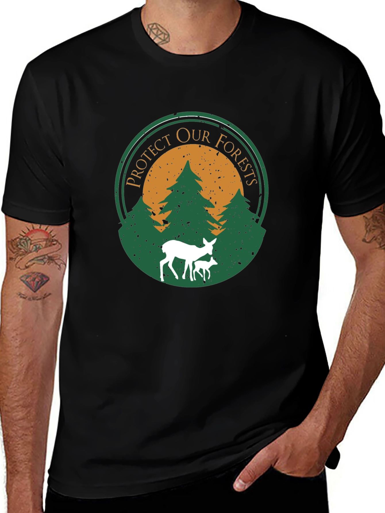 Variant 13 of Protect Our Forests Graphic T-Shirt - Deer Design