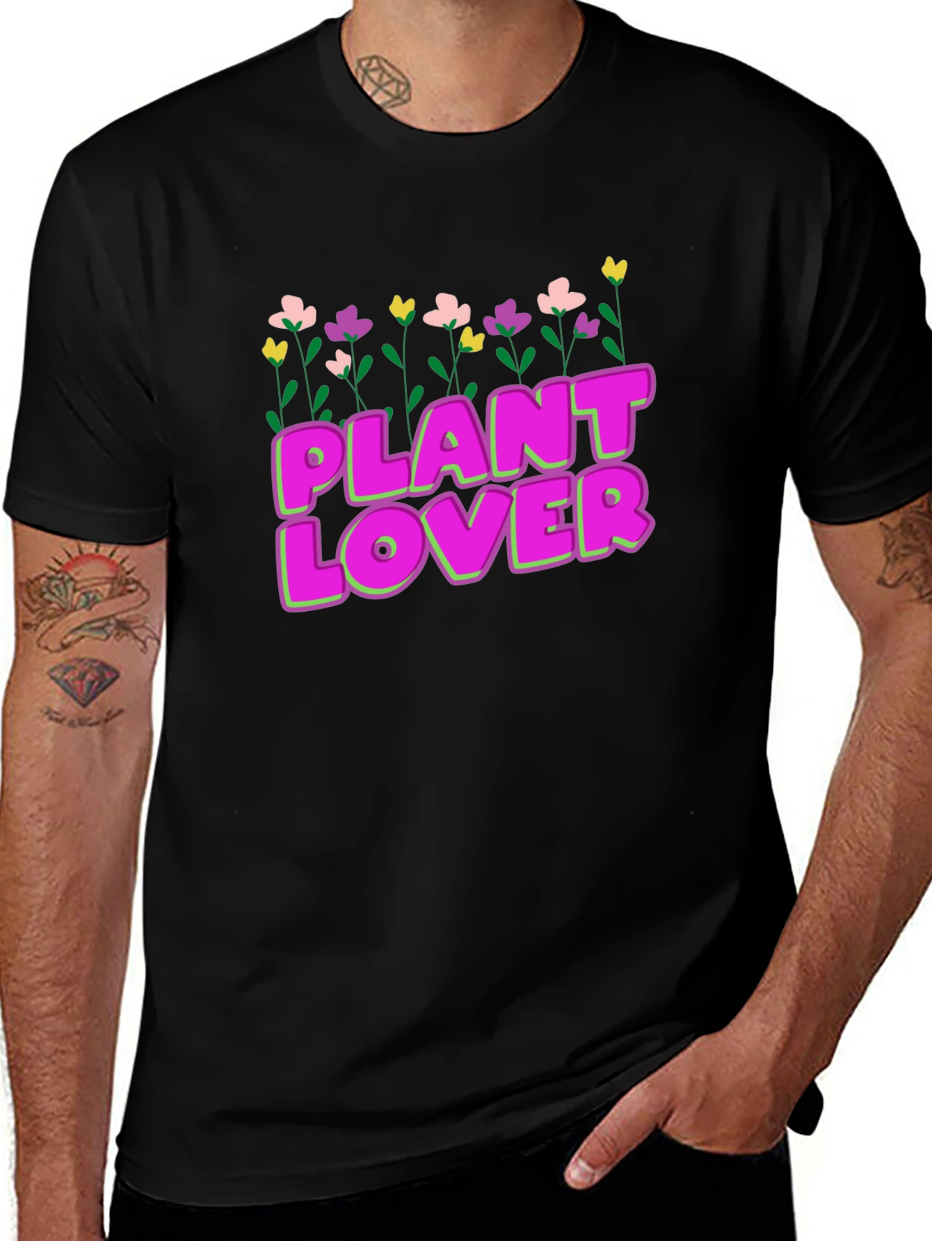 Variant 10 of Plant Lover Graphic T-Shirt - Black Cotton Tee