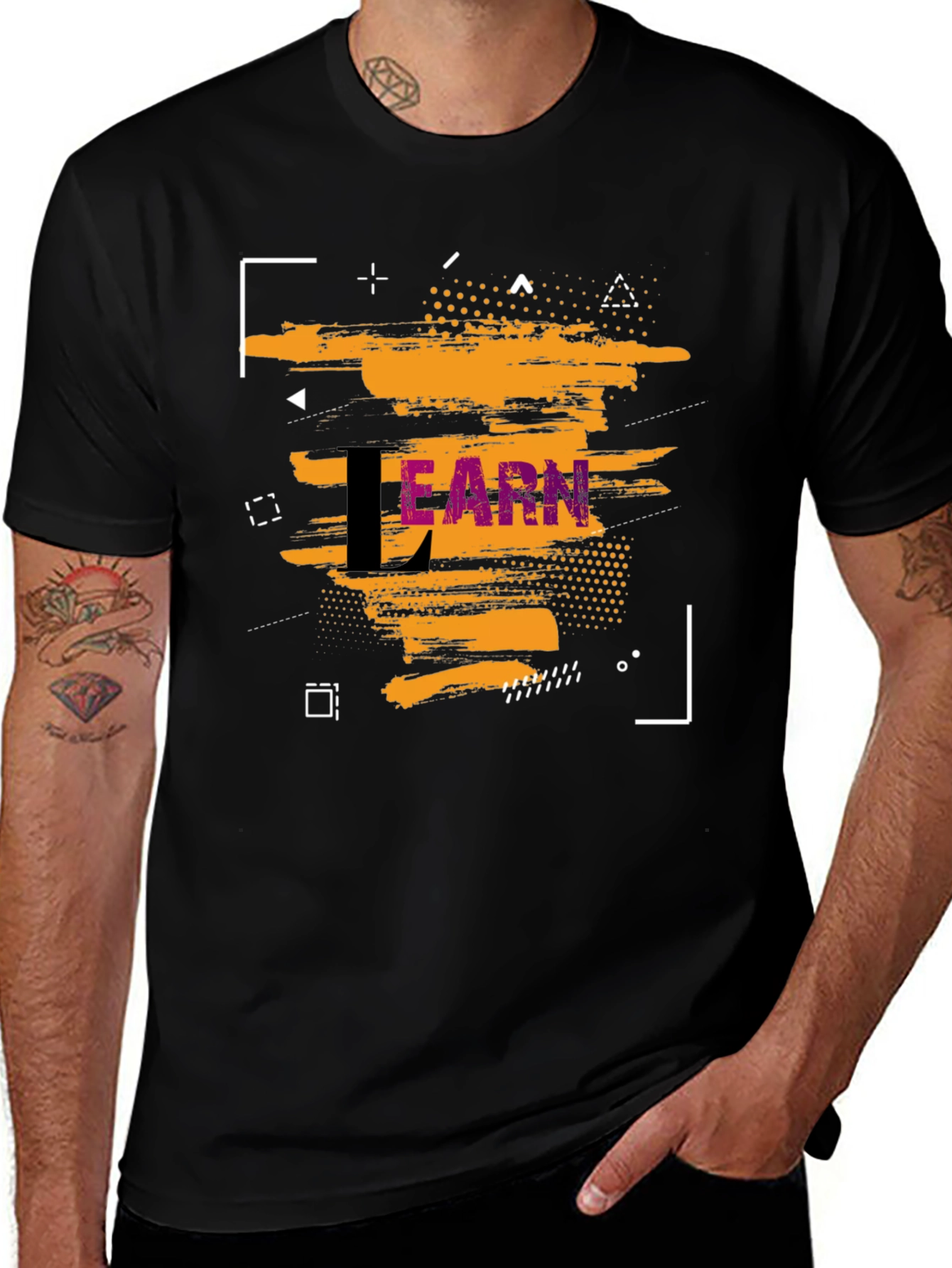 Stylish 'Learn' Graphic Black T-Shirt