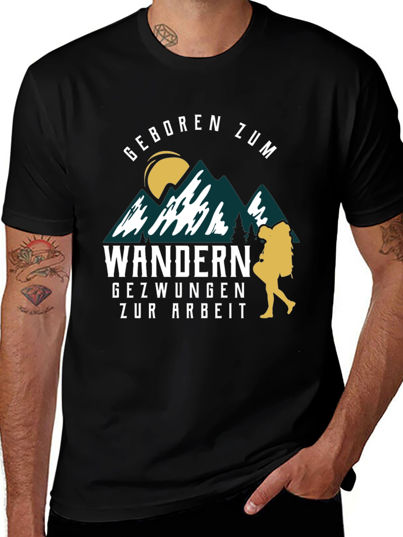 Variant 24 of Born to Hike Black T-Shirt - Wanderlust Apparel