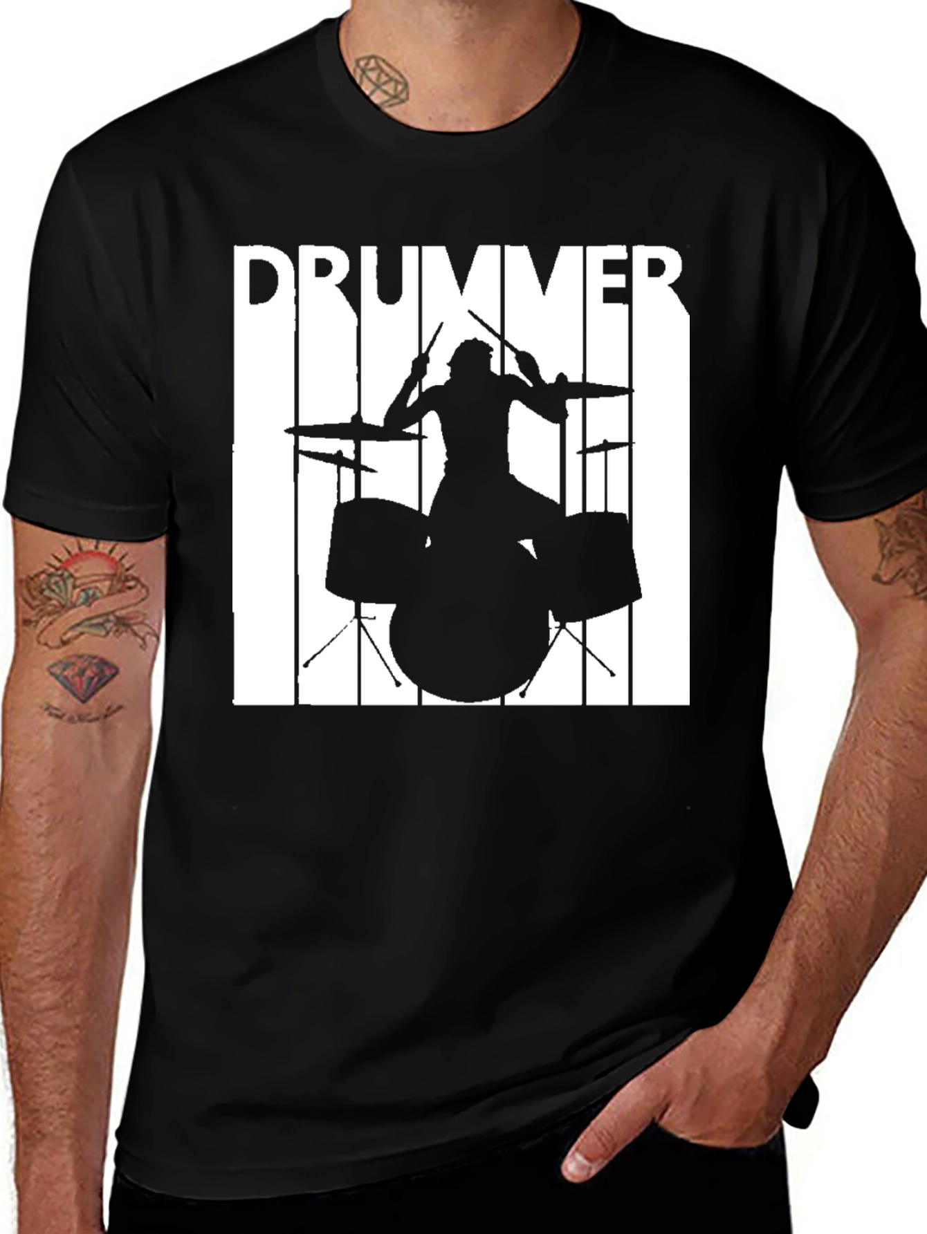 Variant 7 of Drummer Silhouette Graphic Tee - Music Lover's T-Shirt