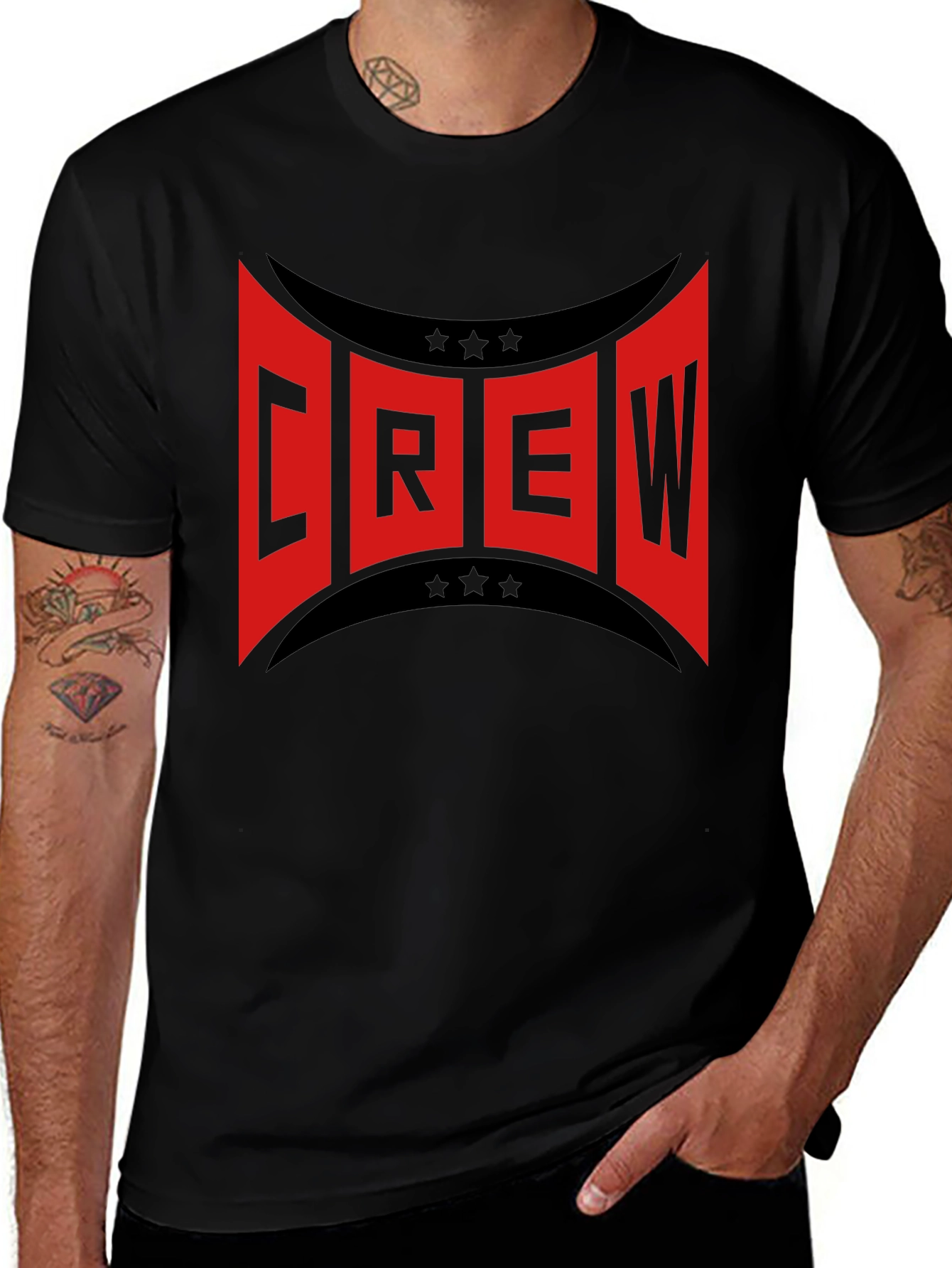 Variant 21 of Crew Graphic Tee - Black Short Sleeve Shirt
