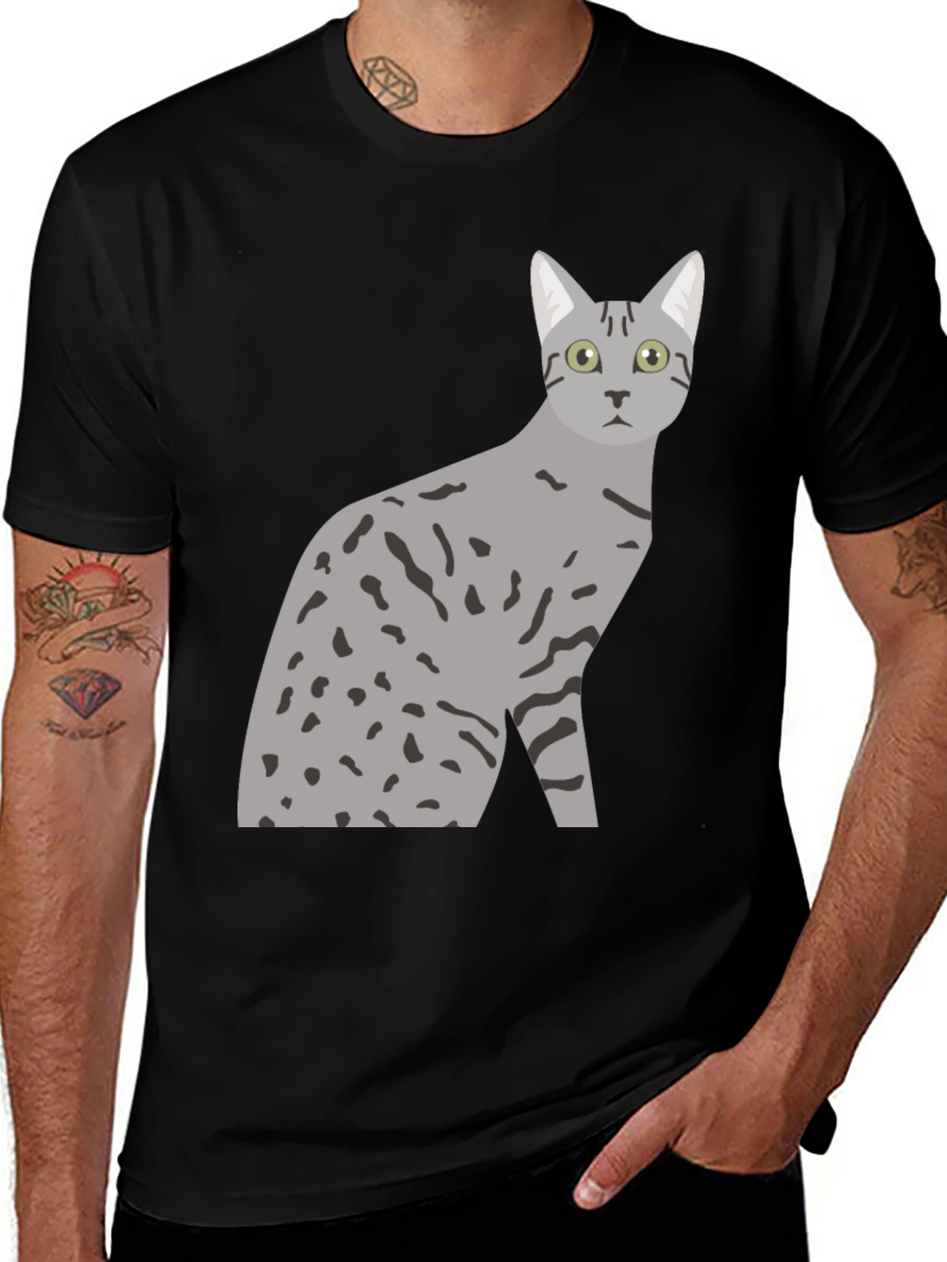 Variant 19 of Cool Cat Graphic Tee - Black Cotton Blend Shirt