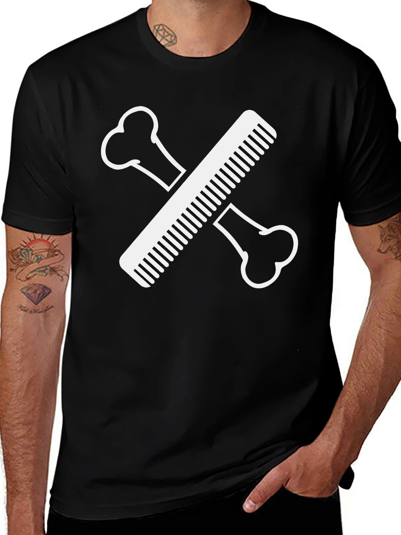 Bone & Comb T-Shirt - Barber Skeleton Tee