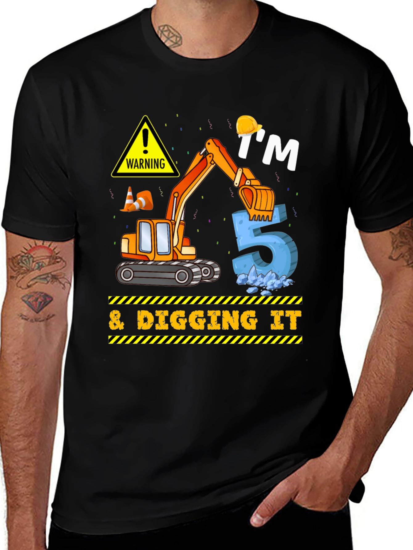 Kids 5th Birthday Excavator T-Shirt