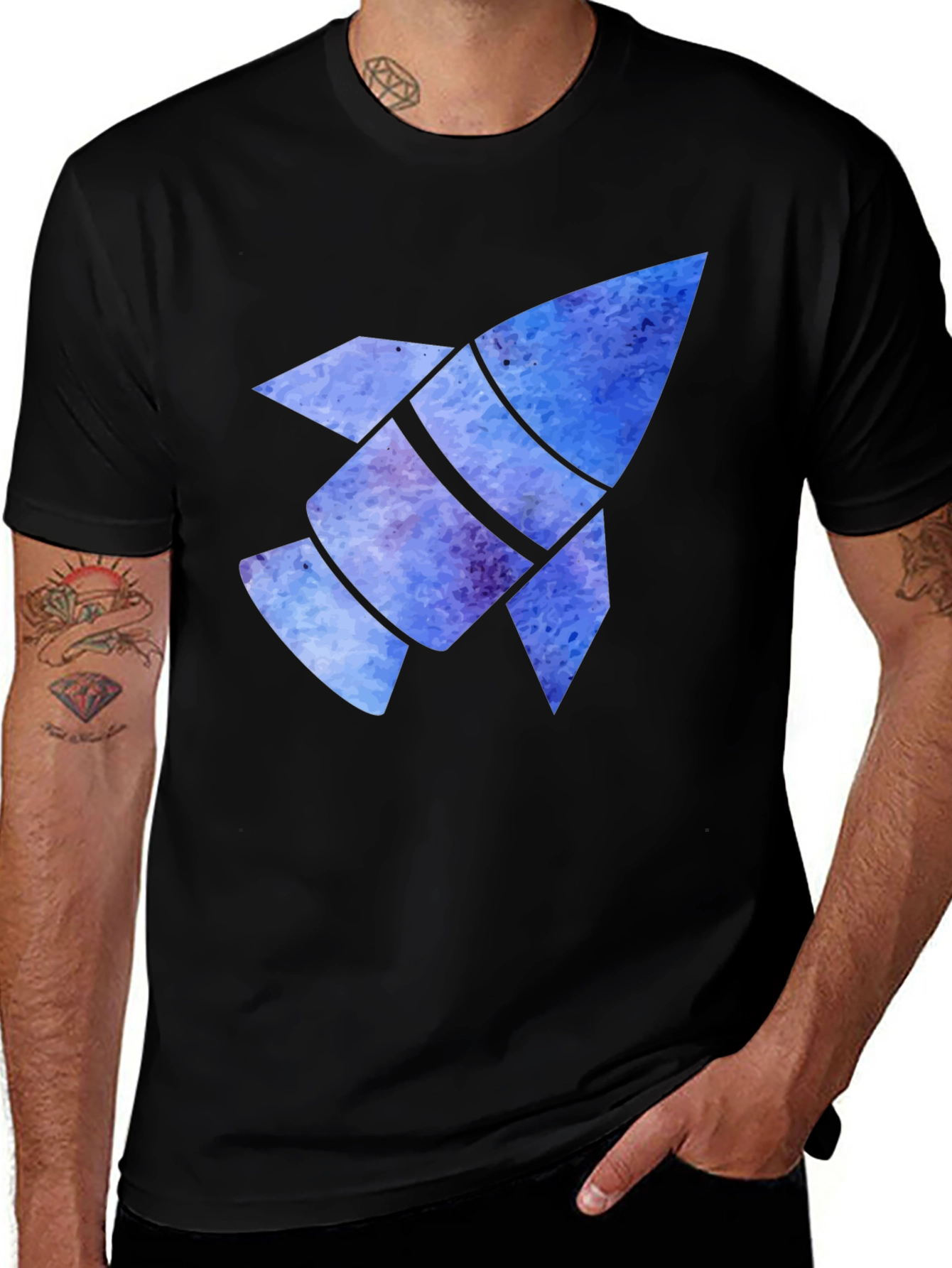 Variant 21 of Watercolor Rocket Graphic Tee - Black