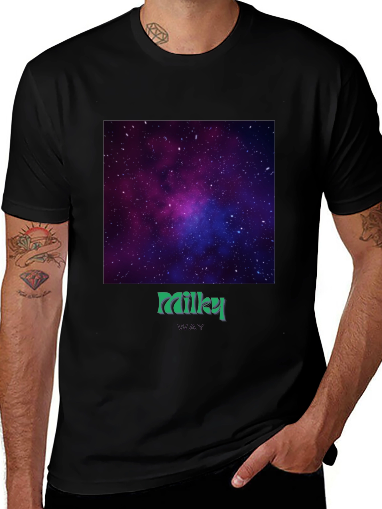 Variant 12 of Milky Way Galaxy Graphic Tee - Black