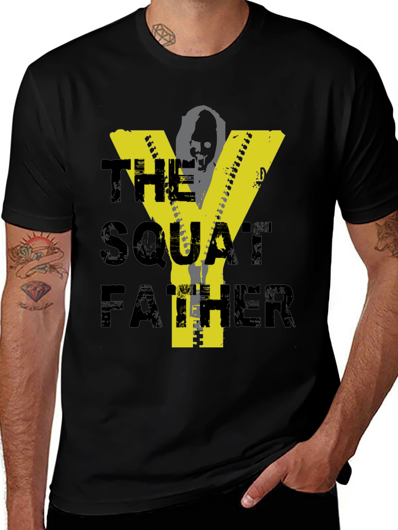 Variant 12 of The Squat Father Graphic Tee - Black Cotton Blend