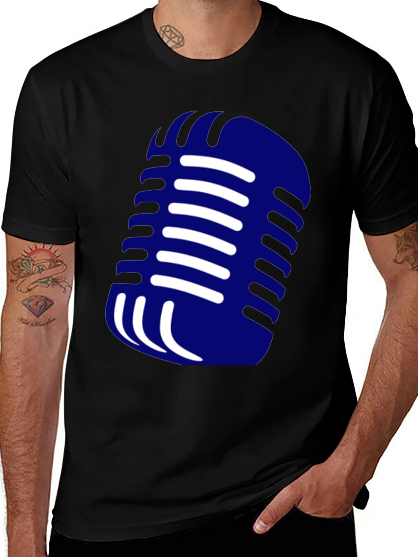 Variant 12 of Retro Microphone Graphic Tee - Cool & Classic Design