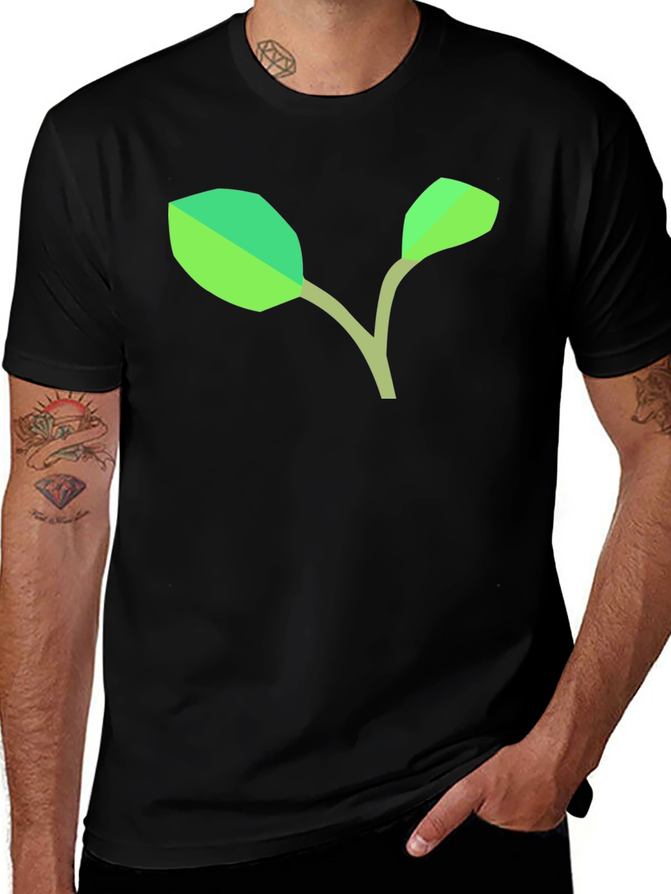 Variant 15 of Leaf Graphic Black T-Shirt