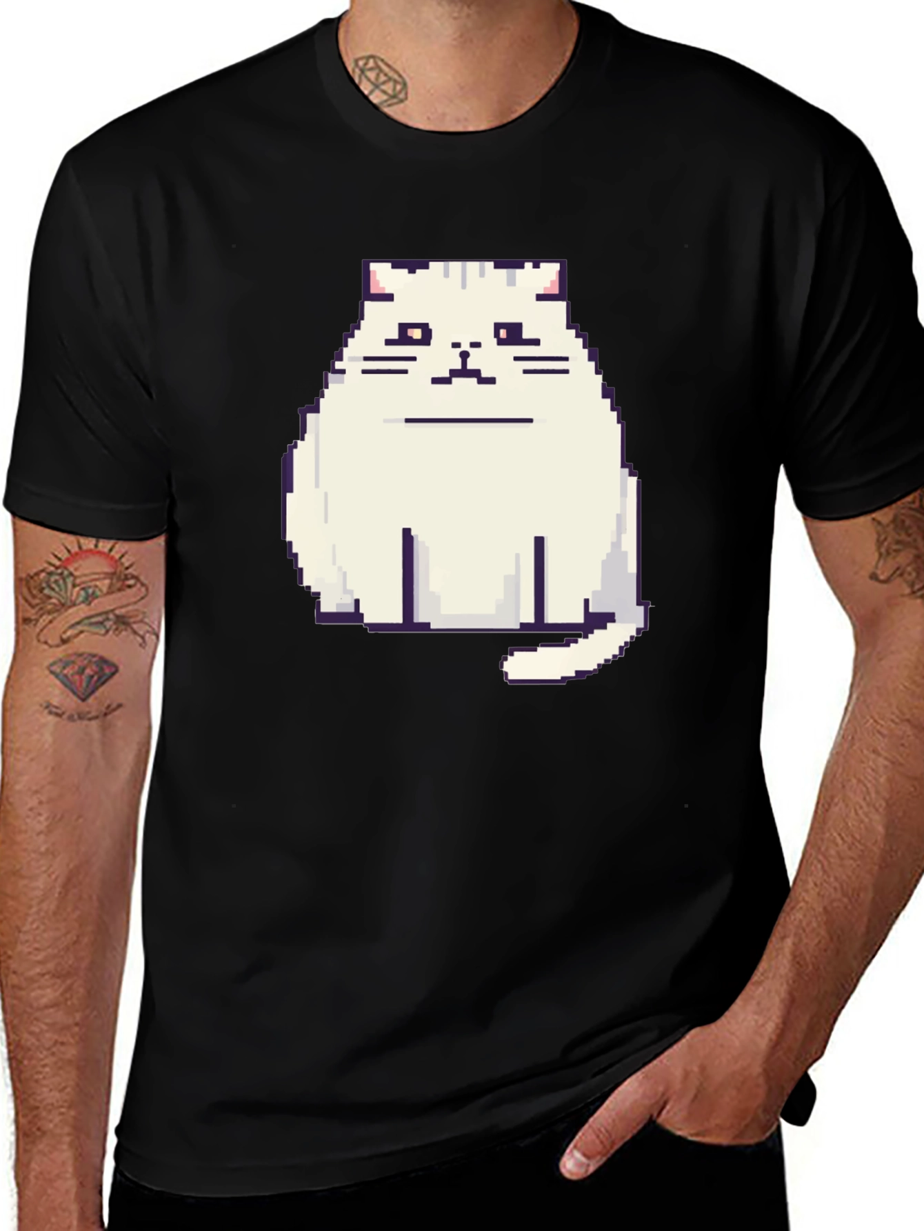 Variant 23 of Pixel Cat Black T-Shirt - Gamer Style!