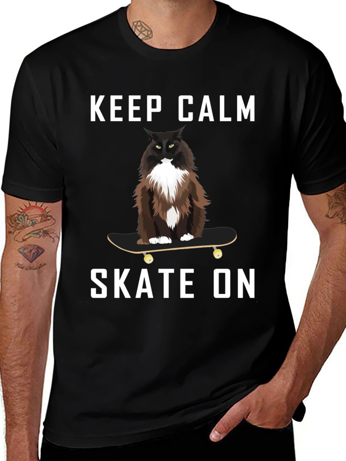 Variant 4 of Keep Calm Skate On Cat T-Shirt