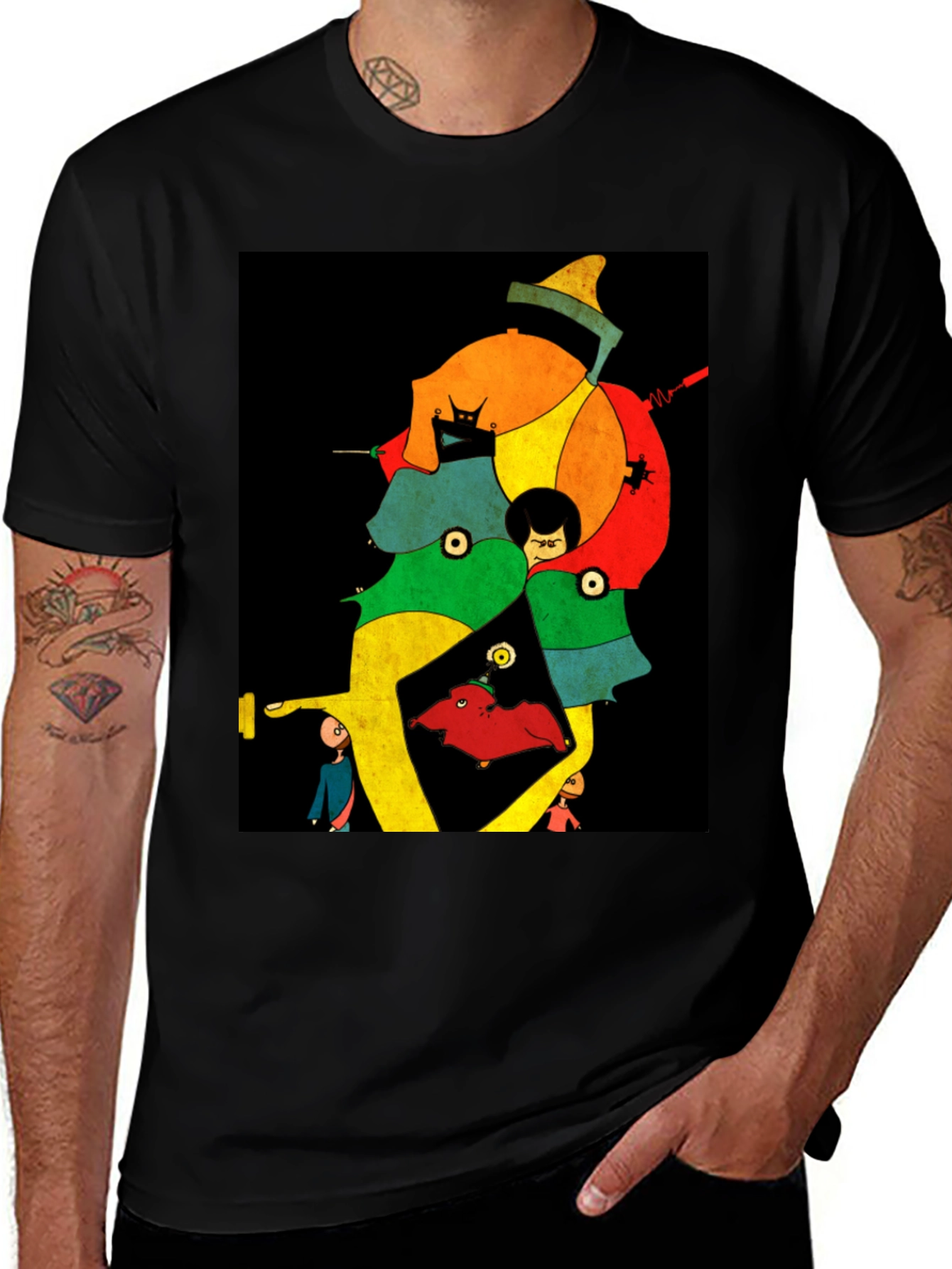 Variant 19 of Abstract Art Print Black T-Shirt