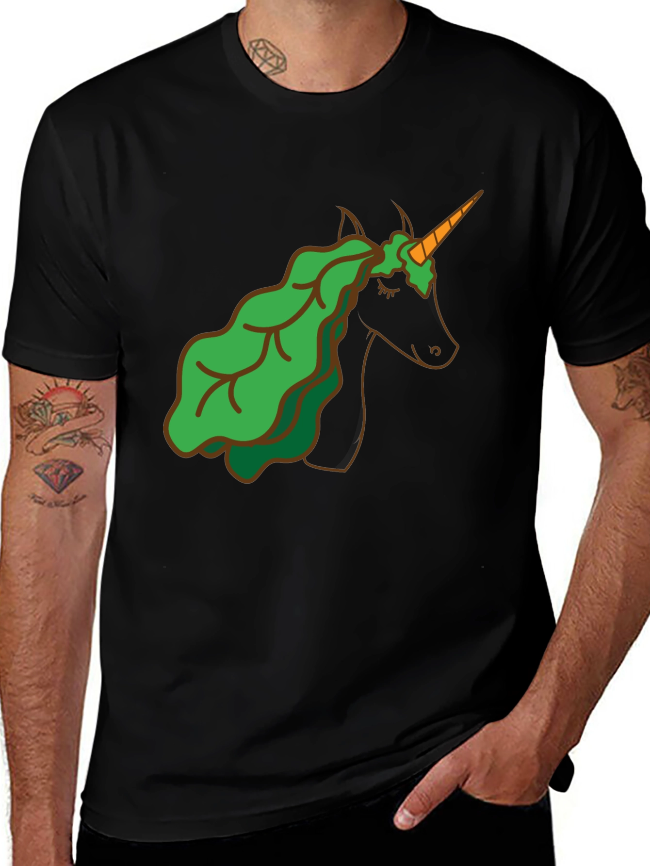 Variant 11 of Unicorn Lettuce Hair T-Shirt - Black