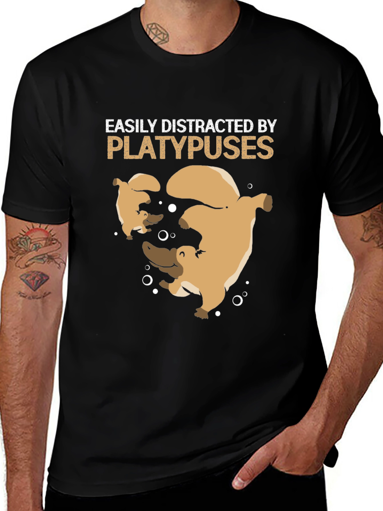 Easily Distracted by Platypuses Black T-Shirt