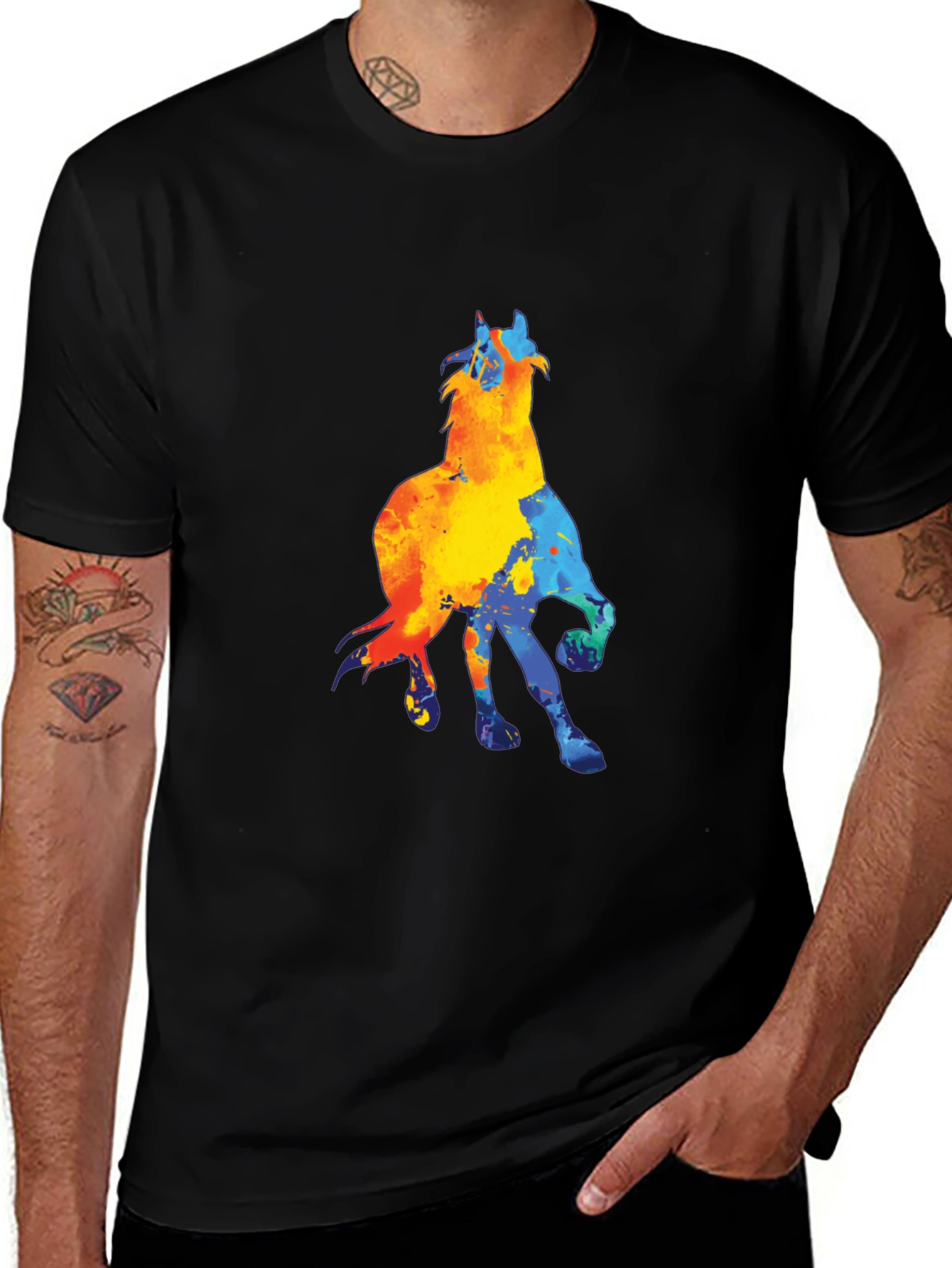 Variant 14 of Colorful Horse Graphic T-Shirt - Men's Casual Tee