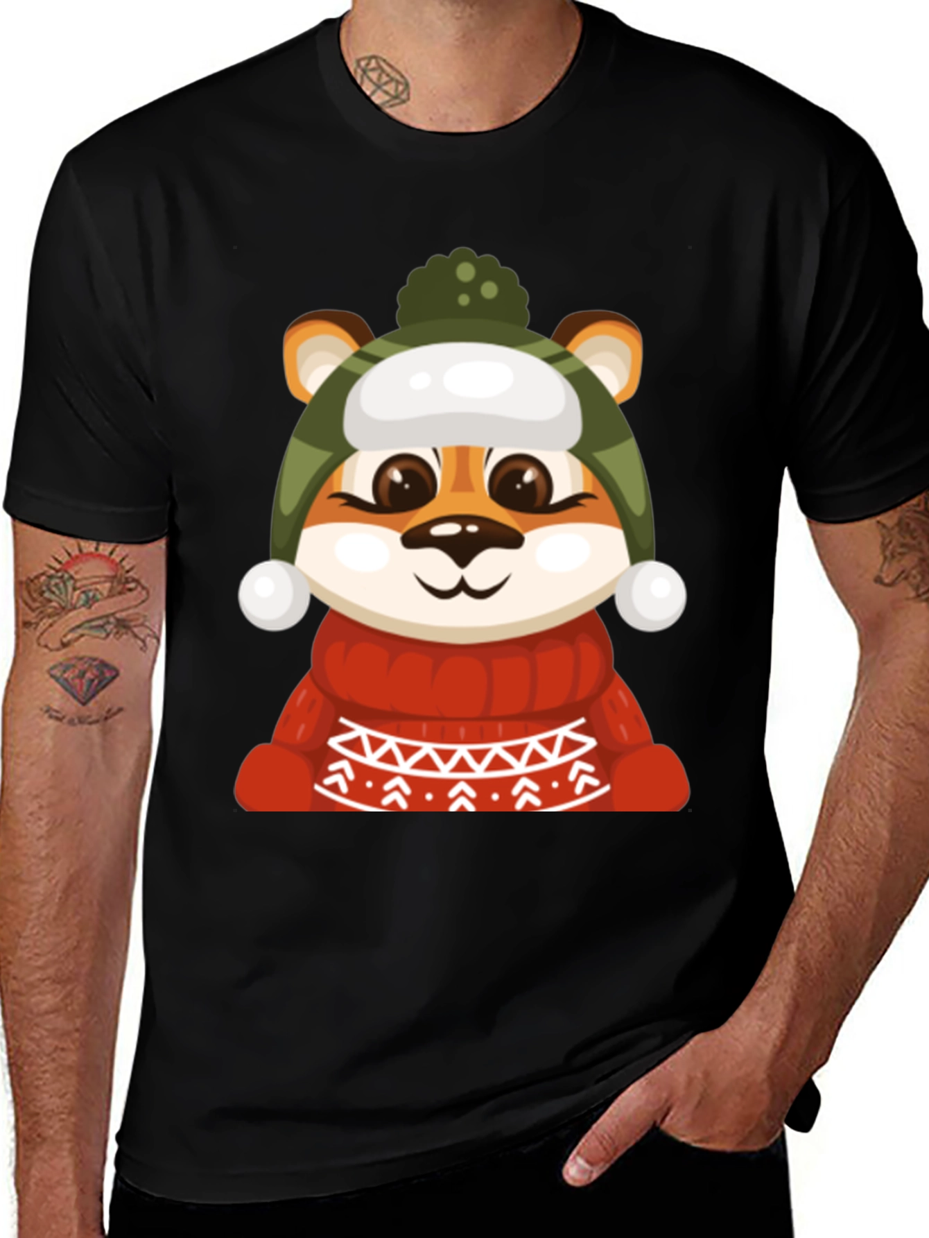 Variant 14 of Cartoon Animal in Hat Sweater T-Shirt