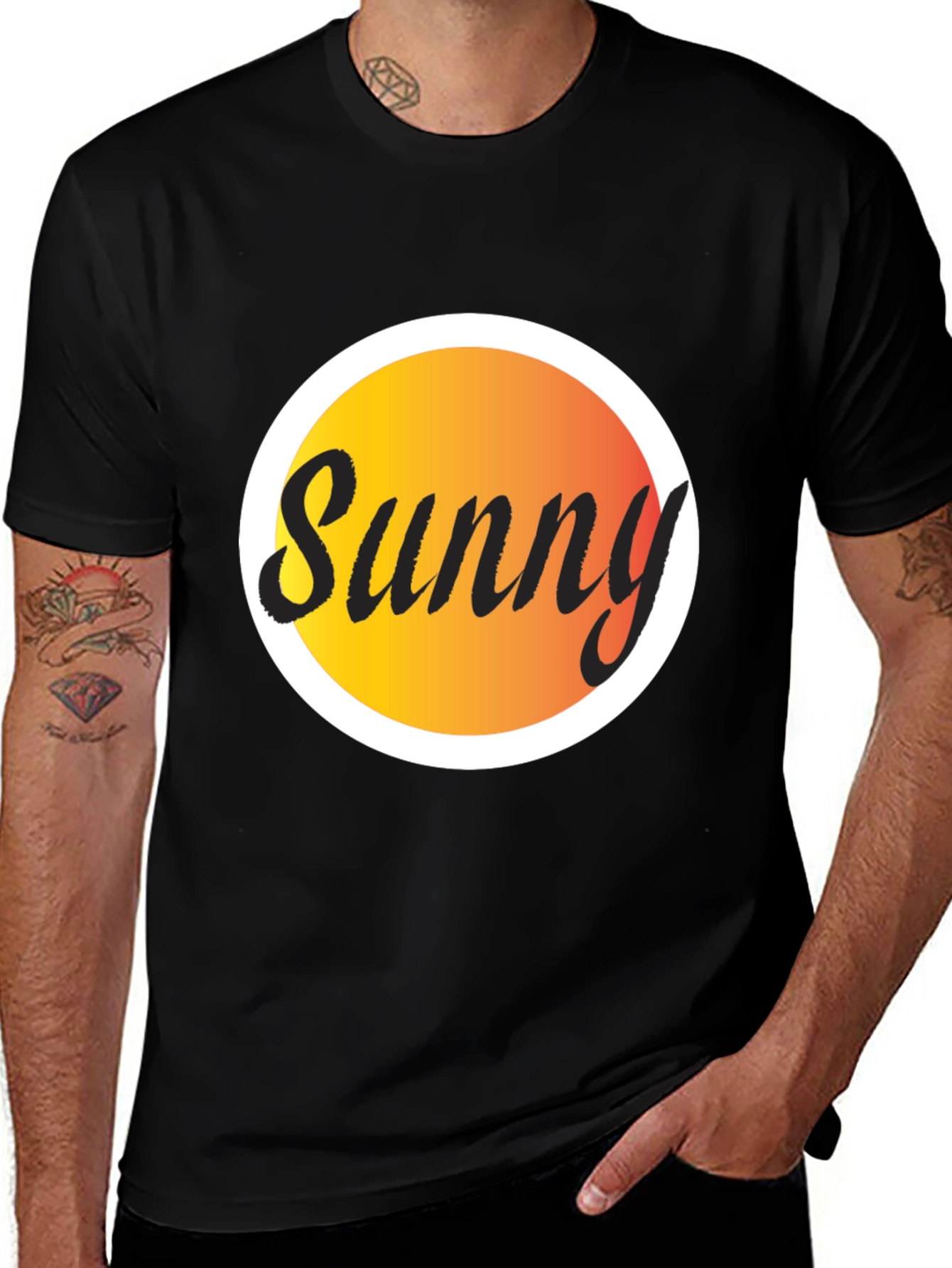 Variant 2 of Sunny Graphic Tee - Black Cotton Blend T-Shirt