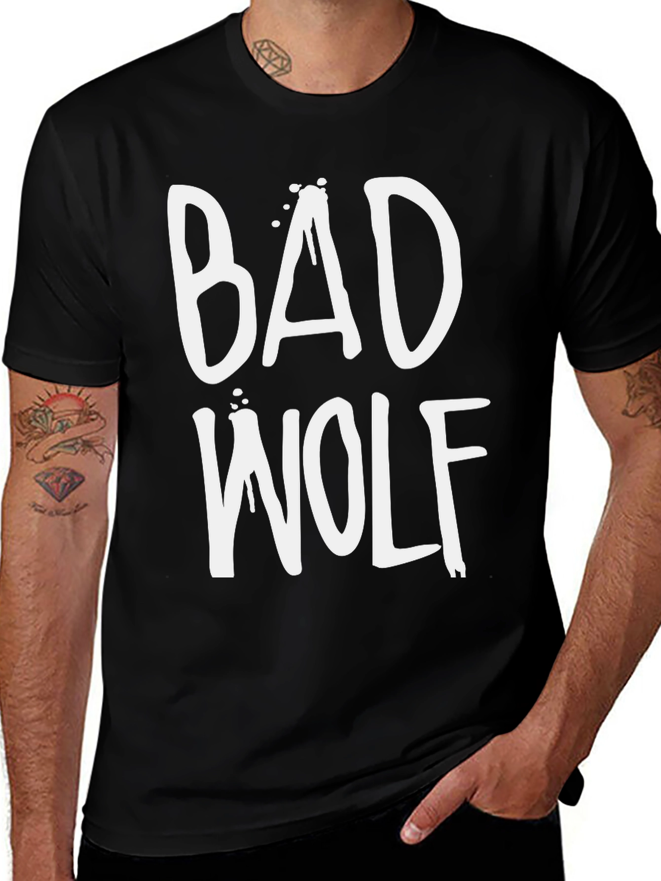 Variant 5 of Bad Wolf Graphic Tee - Black Cotton T-Shirt