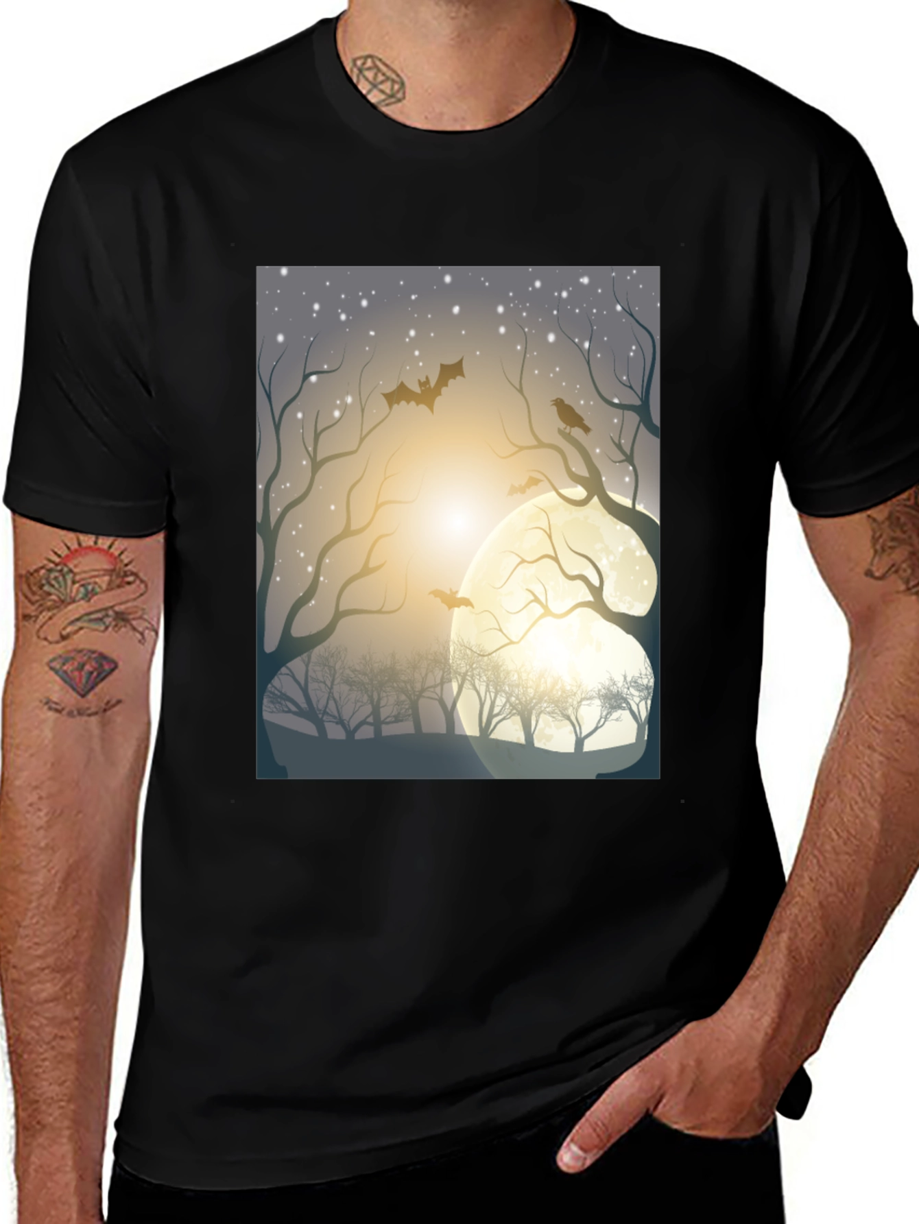 Spooky Moonlit Night Graphic Tee