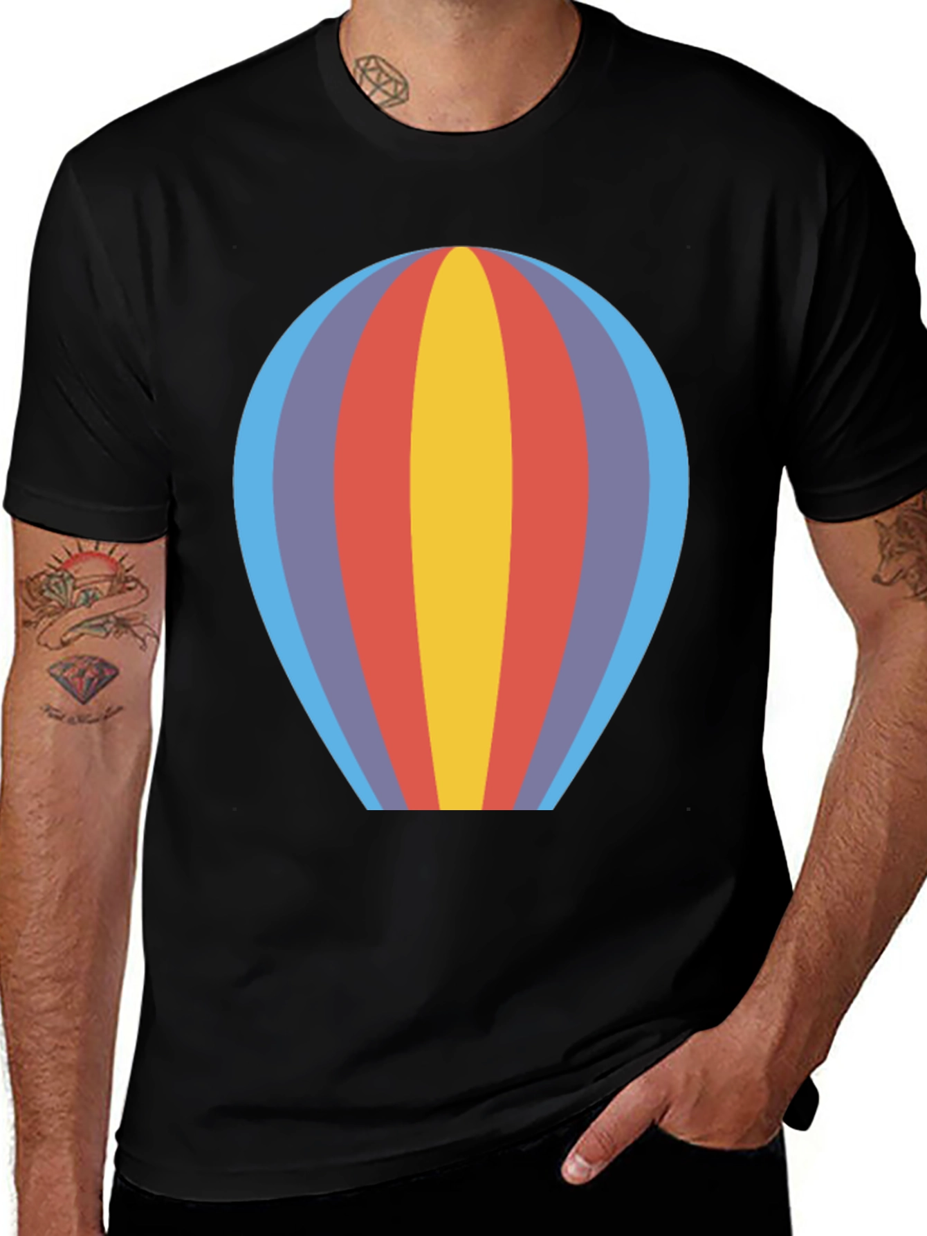 Variant 23 of Retro Balloon Graphic Tee - Black Cotton Blend