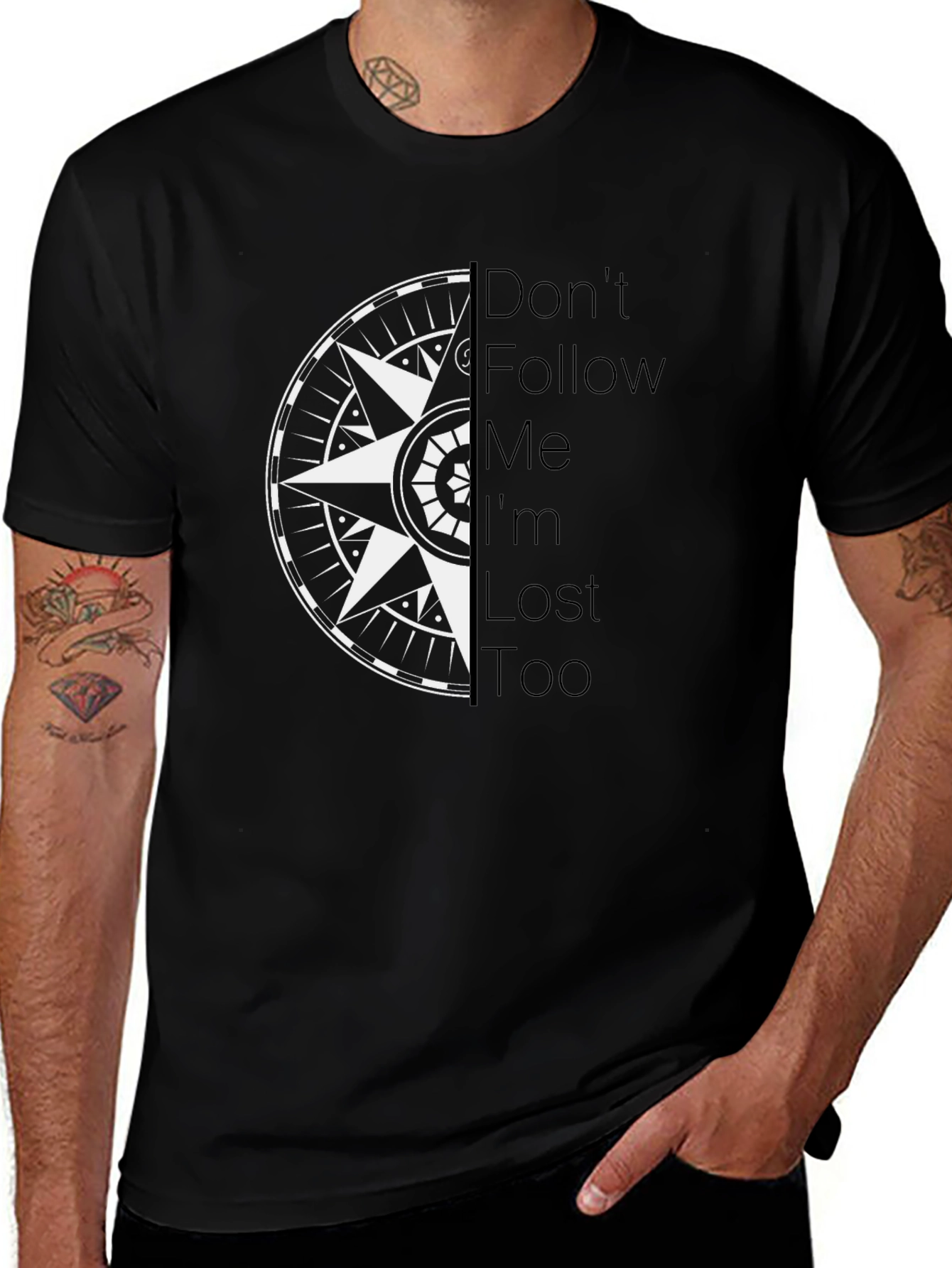 Variant 4 of Compass Graphic Tee - Don't Follow Me I'm Lost Too!