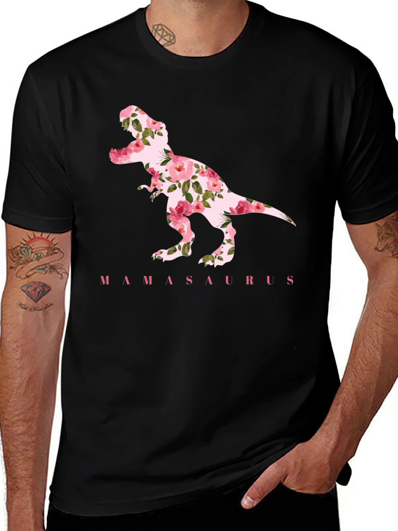 MamaSaurus Floral Dinosaur T-Shirt