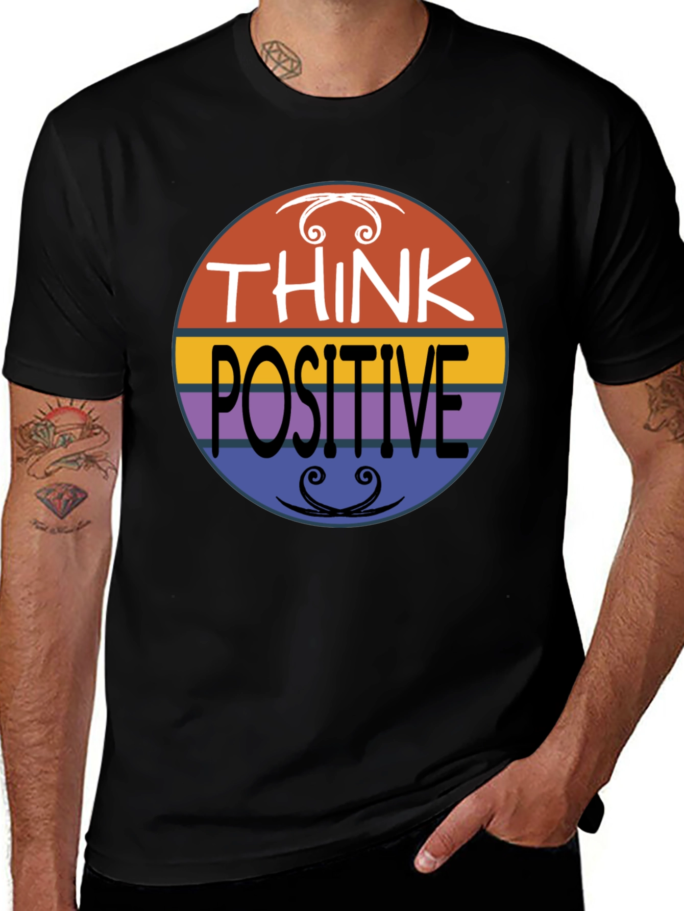 Variant 26 of Think Positive Graphic Tee - Retro Style