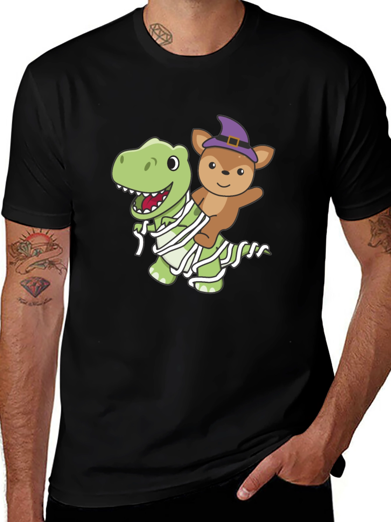 Halloween Dino & Bear Mummy T-Shirt