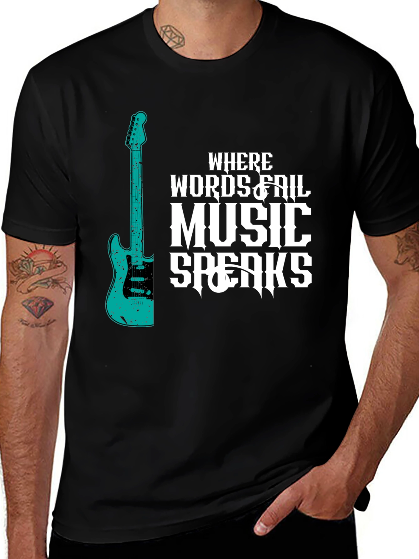Variant 15 of Music Speaks T-Shirt - Guitar Graphic